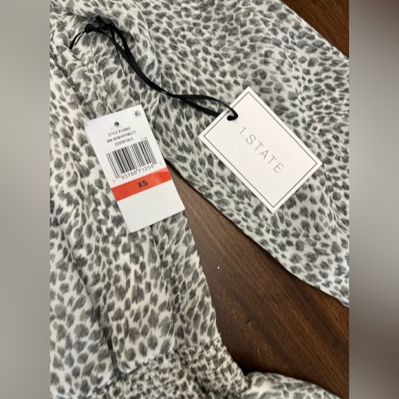 1 State X Jaime Shrayber Printed High-Low Dress XS Snow Leopard Ruffle Spring - Picture 12 of 16